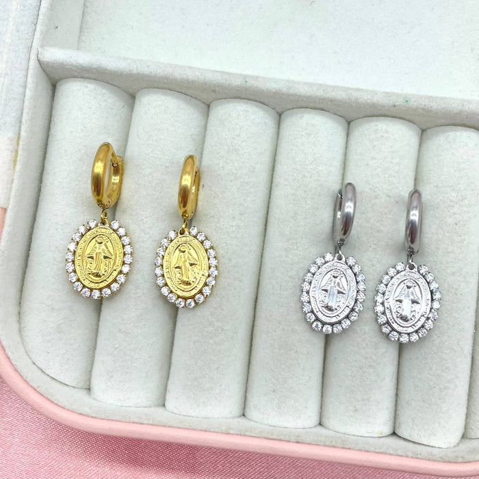 Hoops con madonnina bril - Iride Shop - Accessori da Donna