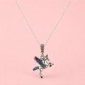 Iridescent Winged Unicorn Pendant Necklace