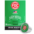 FDC Fire Department Spirit Infused Coffee Irish Whiskey flavor box with one single-serve coffee capsule shown in front on a white background.