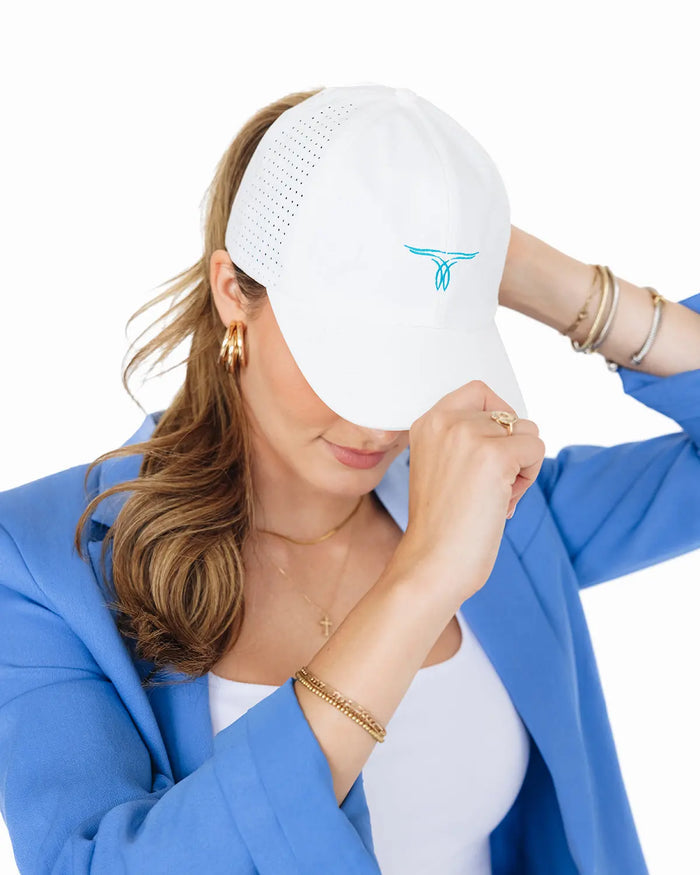 Ladies Ponytail Cap - White Ladies Cap Western Fashion by Lane
