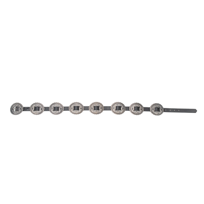 Lane Silver Concho Belt - Jet Black Belt Western Fashion by Lane
