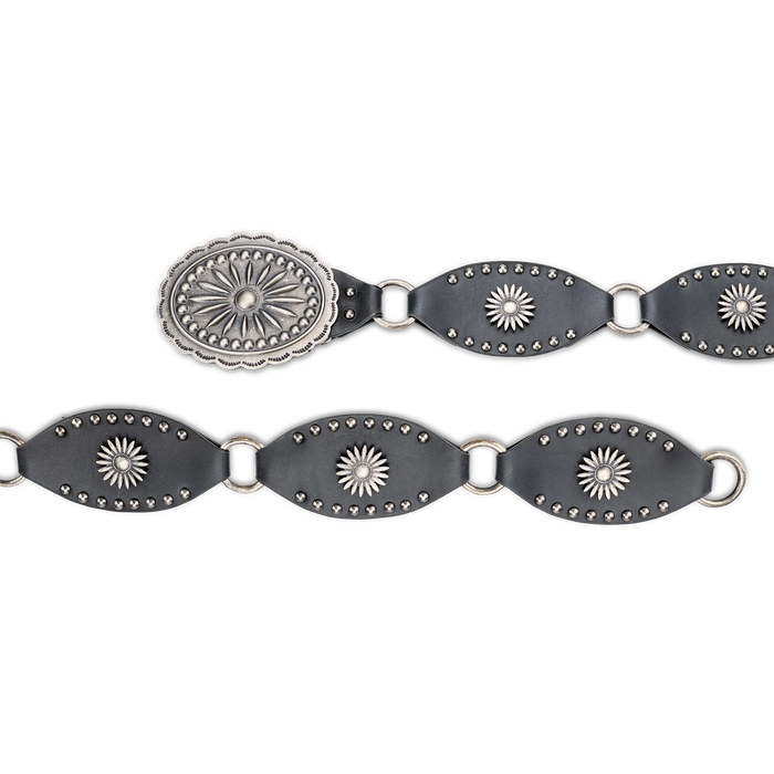 Lane Silver Disc Belt - Jet Black Belt Western Fashion by Lane