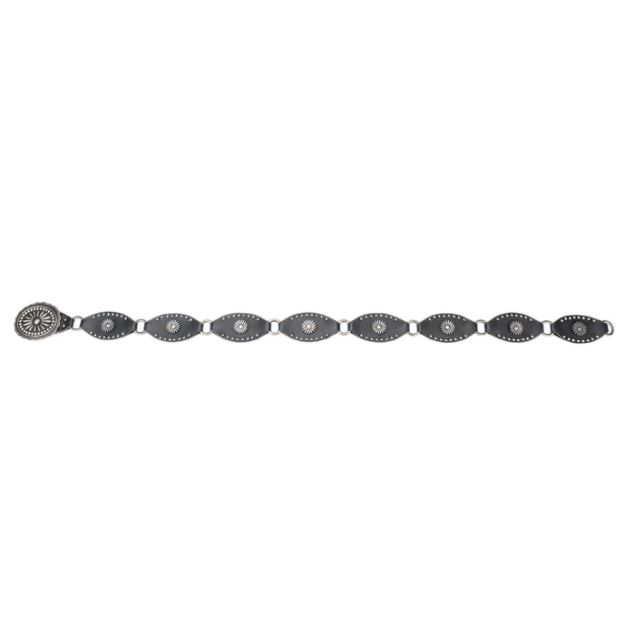 Lane Silver Disc Belt - Jet Black Belt Western Fashion by Lane