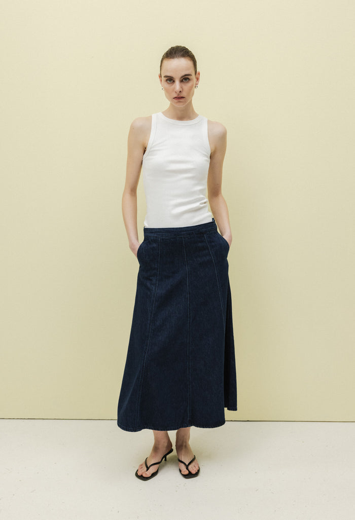 Mae Panel Skirt - Stone Indigo