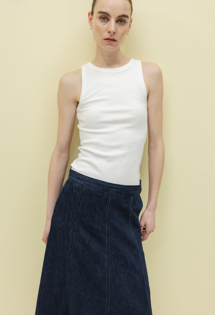 Mae Panel Skirt - Stone Indigo