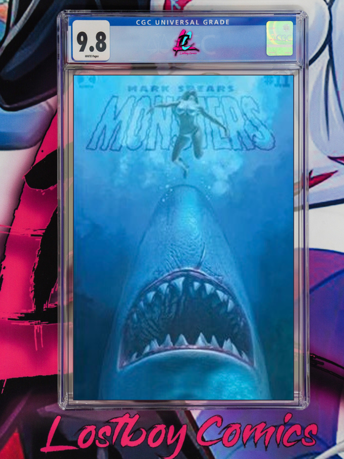MARK SPEARS MONSTERS #11 SHARK ATTACK JAWS HOMAGE HOLOFOIL FLIP COVER CGC 9.8