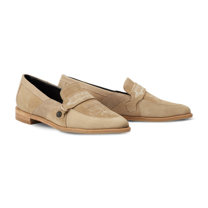 Martingale Loafer - Latte Suede Shoe Latte Suede Western Fashion by Lane