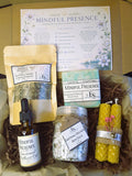 Mindful Presence Emotional Balance Ritual Kit with soap, bath salts, essential oil blend, tea and candles