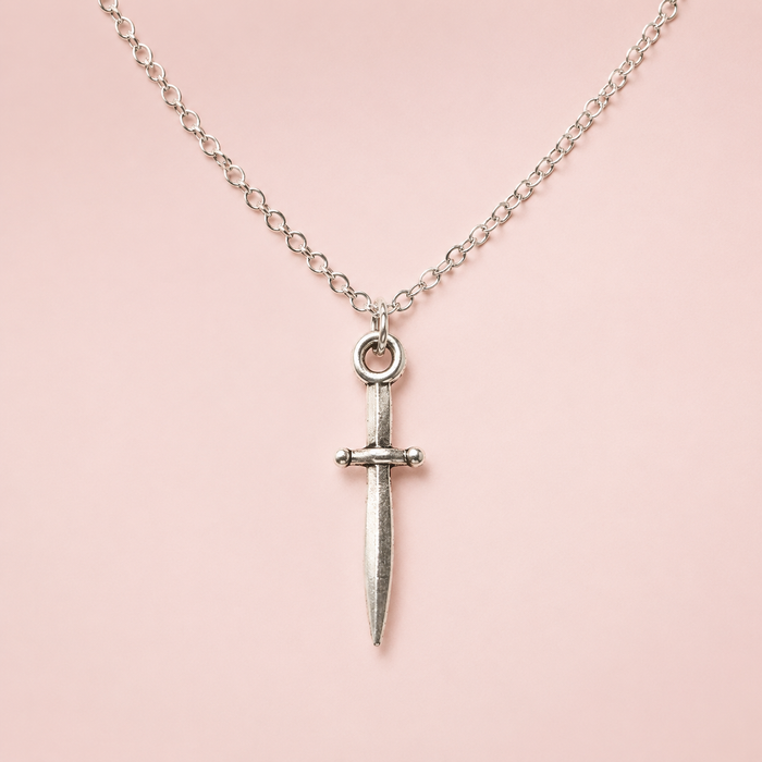 Minimalist Silver-Tone Dagger Necklace