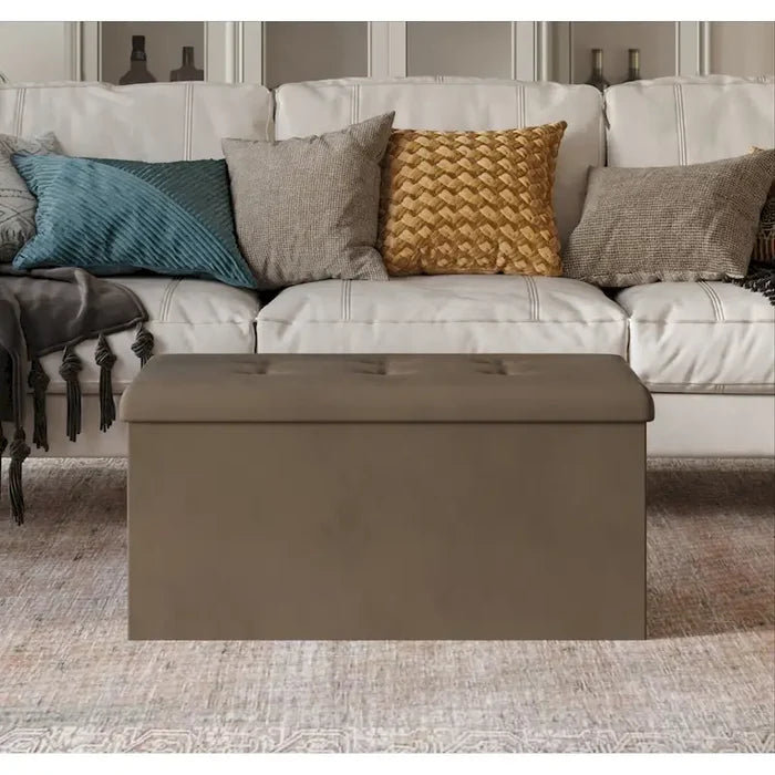 Modern Upholstered Folding Storage Bench with Foam Padded Seat