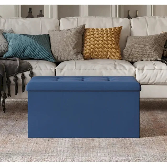 Modern Upholstered Folding Storage Bench with Foam Padded Seat