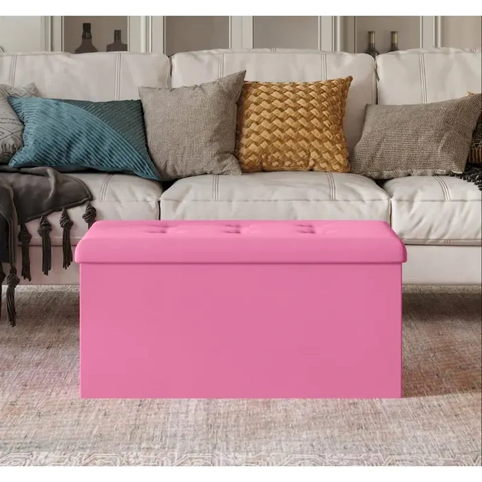 Modern Upholstered Folding Storage Bench with Foam Padded Seat