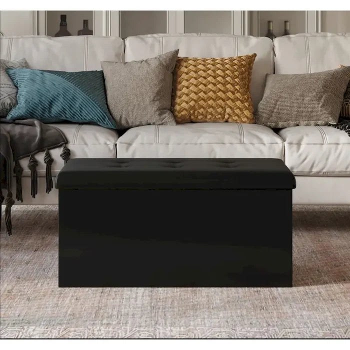 Modern Upholstered Folding Storage Bench with Foam Padded Seat