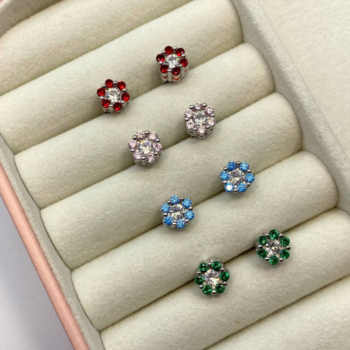 Orecchini a lobo con margherite in argento 925 - Iride shop - accessori donna