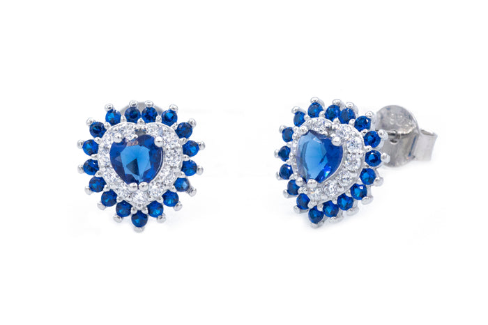 Orecchini a lobo cuore cristal in argento 925