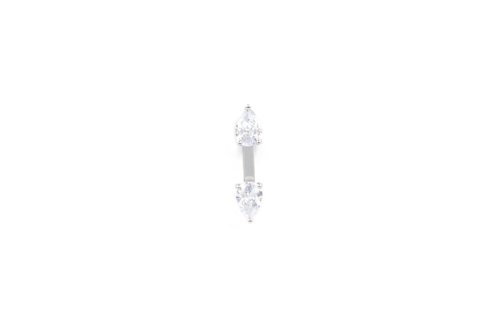 Orecchini a lobo double cuore cristal in argento 925 - Iride Shop - Accessori da Donna