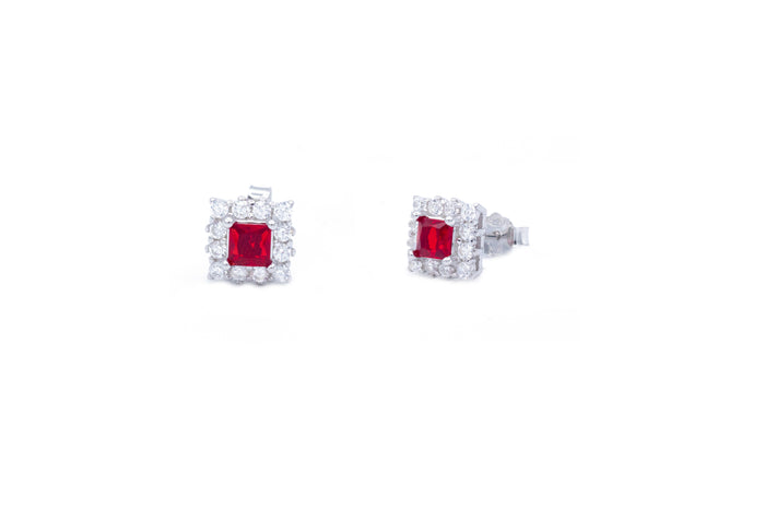 Orecchini a lobo quadrati cristal in argento 925