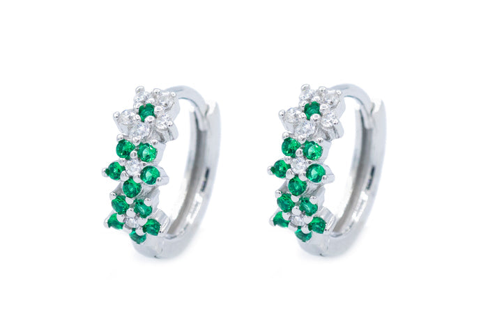 Orecchini cerchietti con foglioline in argento 925 - Iride Shop - Accessori da Donna
