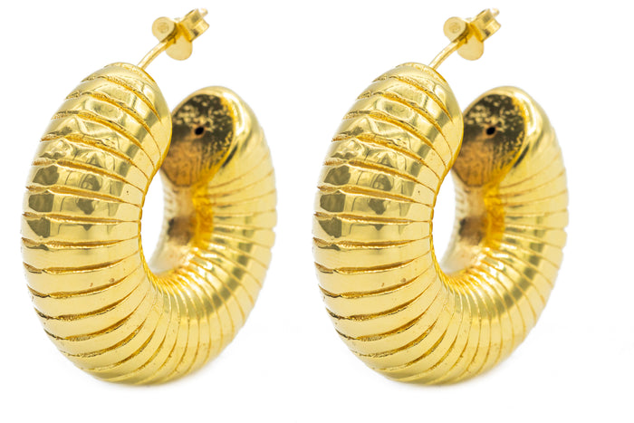 Orecchini conchiglia double rigati in argento 925 - Iride Shop - Accessori da Donna