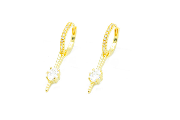 Orecchini hoops con diamond pendent in argento 925