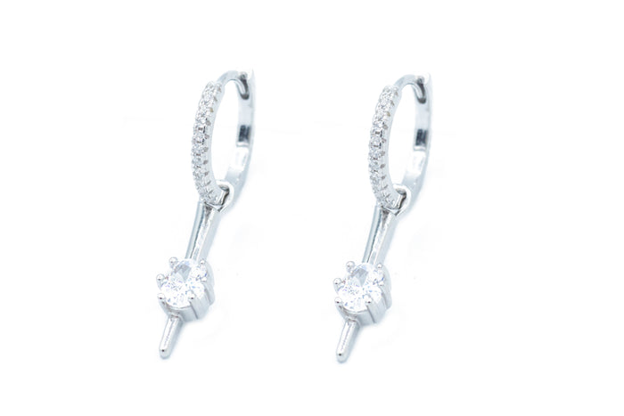 Orecchini hoops con diamond pendent in argento 925