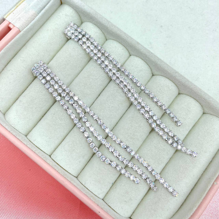 Orecchini pendent triple strass