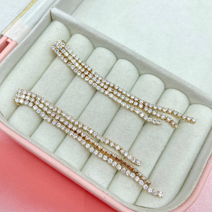 Orecchini pendent triple strass