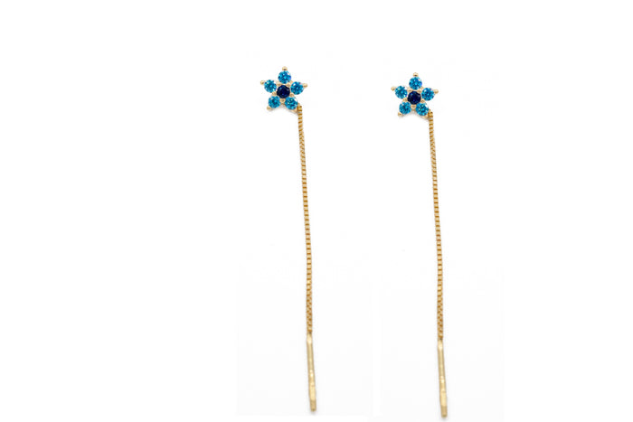 Orecchini saliscendi con stella colour in argento 925