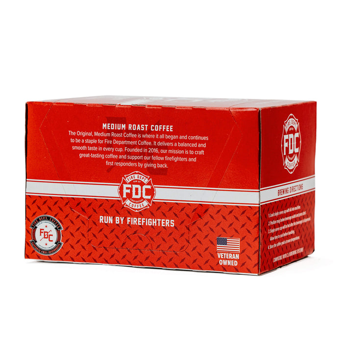 12 count box of Fire Department Coffee's Original Medium Roast Coffee Pods