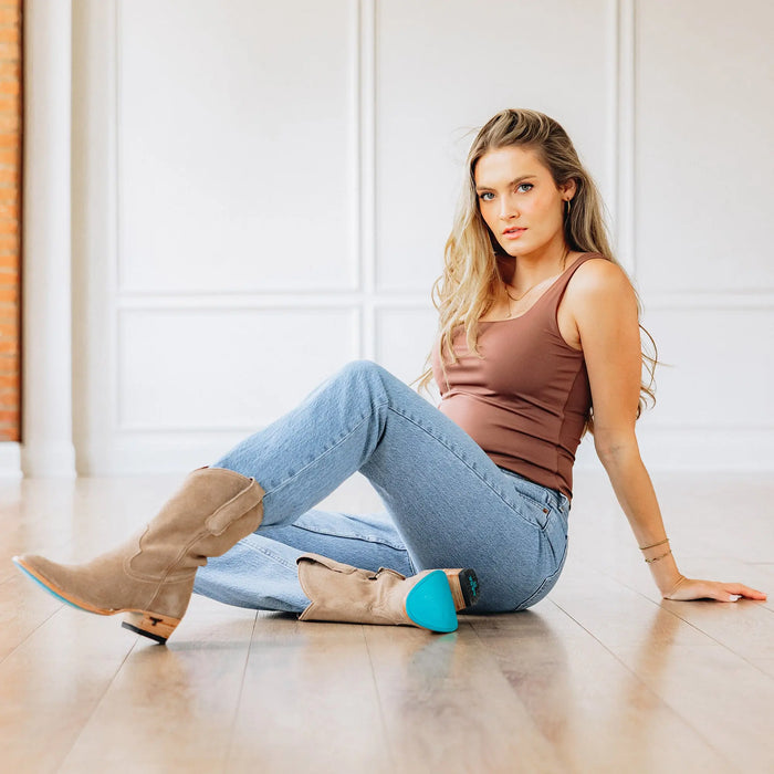 Plain Jane Midi - Latte Suede **Final Sale** Ladies Boot Western Fashion by Lane
