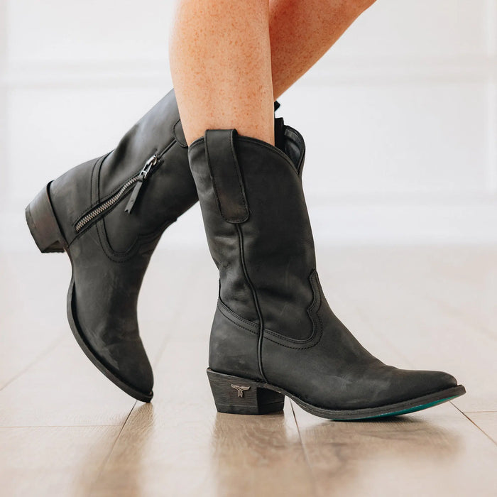 Plain Jane Midi - Matte Black **Final Sale** Ladies Boot Western Fashion by Lane