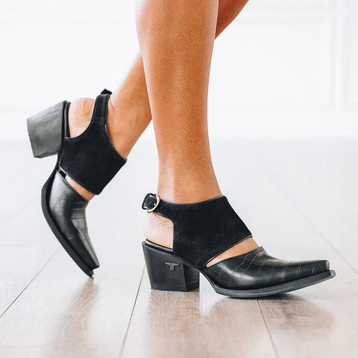 Plain Jane Slingback Mule - Soft Black Suede Mule Western Fashion by Lane
