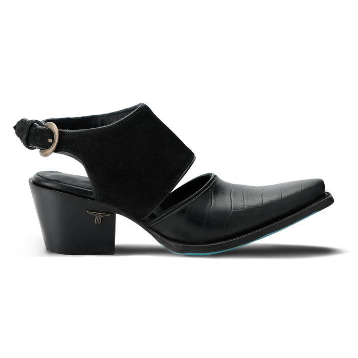 Plain Jane Slingback Mule - Soft Black Suede Mule Western Fashion by Lane
