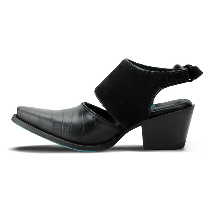 Plain Jane Slingback Mule - Soft Black Suede Mule Western Fashion by Lane