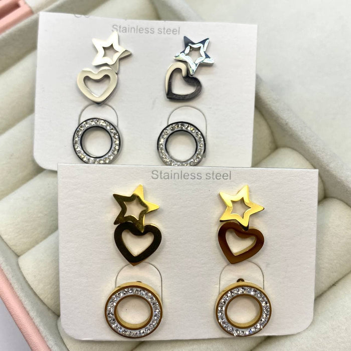 Set 6 orecchini a lobo con stella - Iride shop - accessori donna