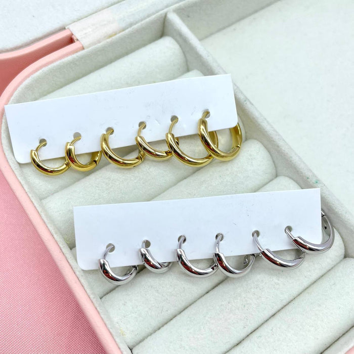 Set 6 orecchini cerchi simply steel - Iride Shop - Accessori da Donna