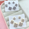 Set 6 orecchini flower diamond