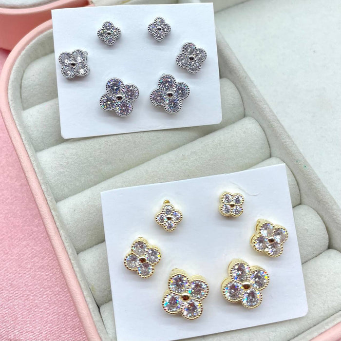 Set 6 orecchini flower diamond