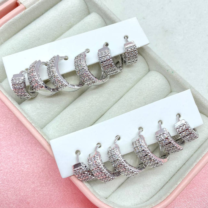 Set 6 orecchini silver diamond