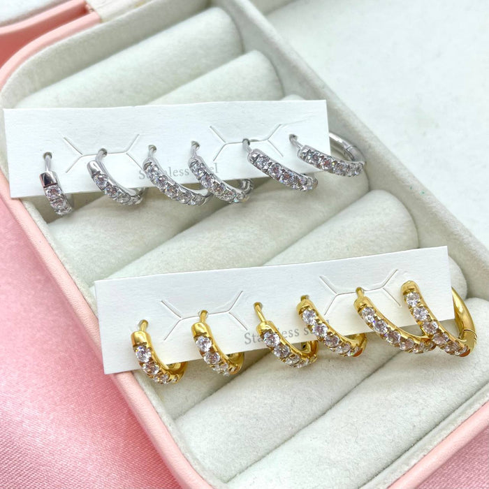Set 6 orecchini simply steel bril - Iride Shop - Accessori da Donna