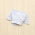 Short Sleeve Cropped Blouse (Pale Blue)
