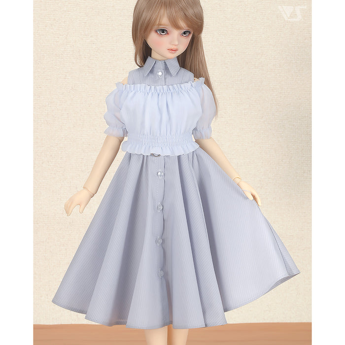 Short Sleeve Cropped Blouse (Pale Blue)