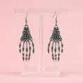 Silver Skeleton Hand Dangle Earrings – Gothic Dark Romance Jewelry
