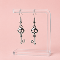Silver Skull Key Dangle Earrings – Gothic Dark Romance Bookish Jewelry