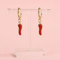 Spicy Romance Red Chili Pepper Gold Hoop Earrings
