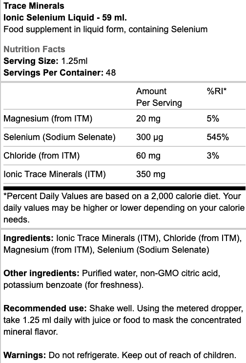 Trace Minerals Ionic Selenium Liquid 59ml
